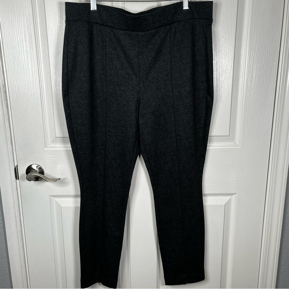 NYDJ Gray Herringbone Pants Stretch Tummy Control Lift X Tuck Sz 16